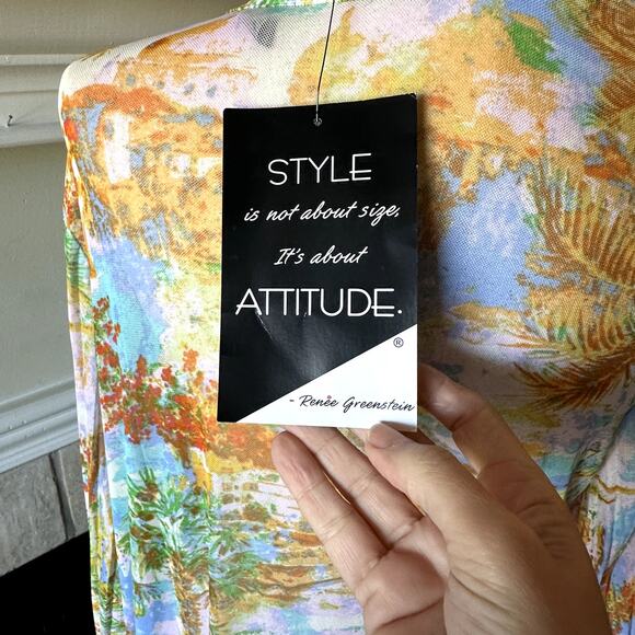 NWT Attitudes by Renee Sz M Italian Villa Print Sheer Coverup Kimono Duster QVC - Picture 9 of 9